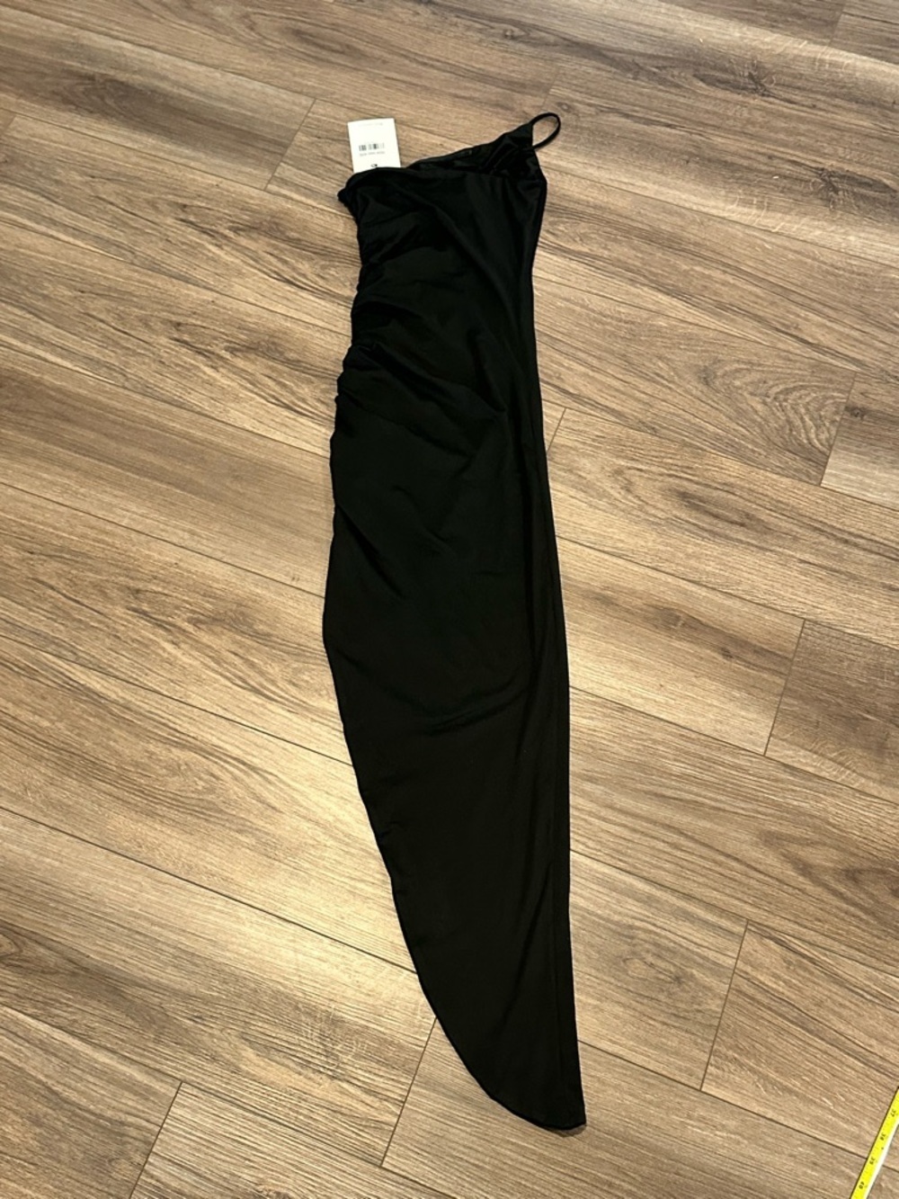 NWT! Hello Molly Taking All Night Black One-Shoulder Maxi Dress with High Slit - Picture 9 of 12